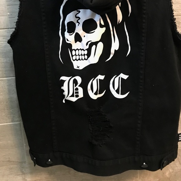 Blackcraft Cult Hooded Denim Vest Nwot 